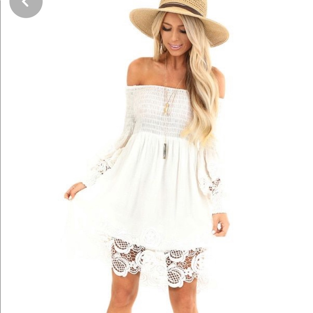 White boho crochet dress beach festival vacation